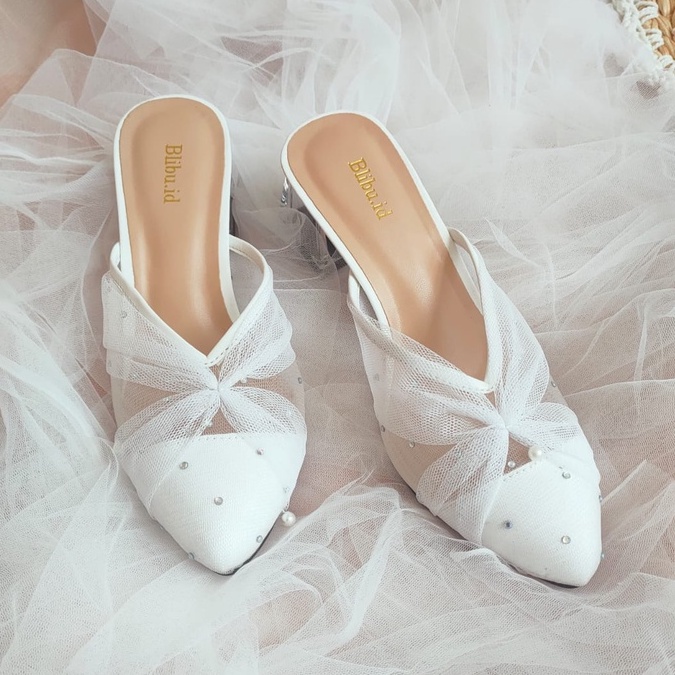 sendal brukat hak kaca 5 cm | sendal pesta wanita | wedding shoes original brand blibu.id