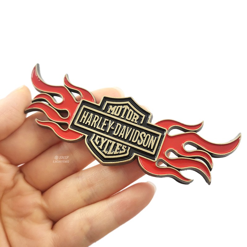 1 X Metal HARLEY DAVIDSON Motor Auto Bike Decorative Emblem Badge Sticker Decal Harley Fire