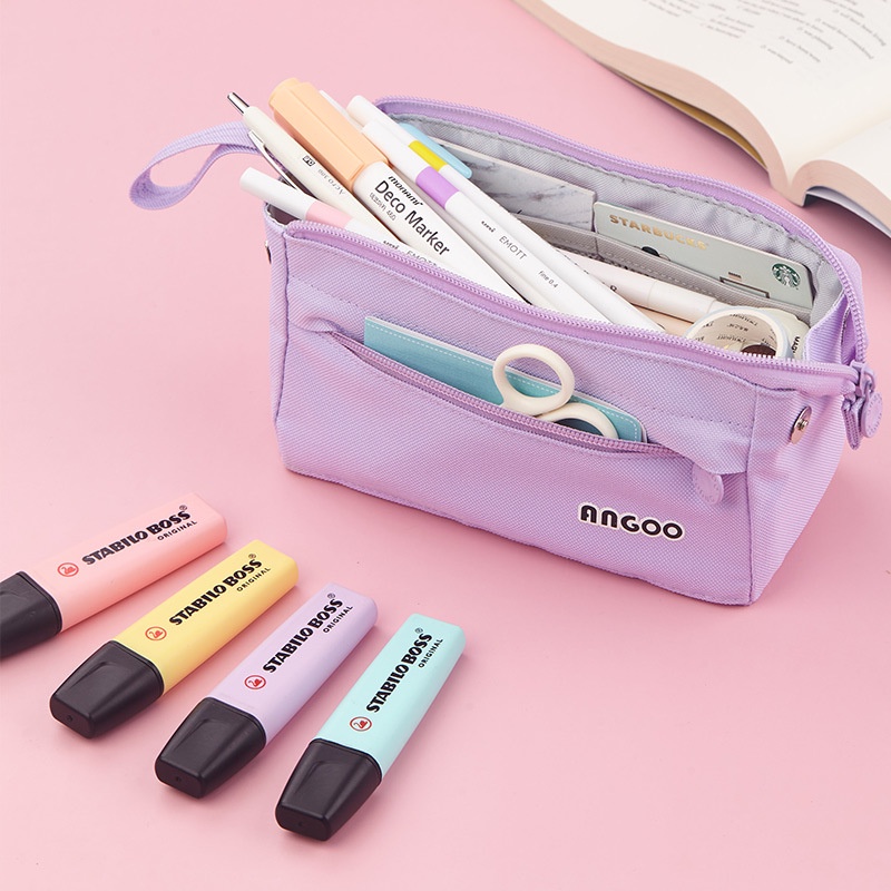 

AGOEE-Portable Creative classic large capacity canvas stationery storage pencil case storage bag makeup 00