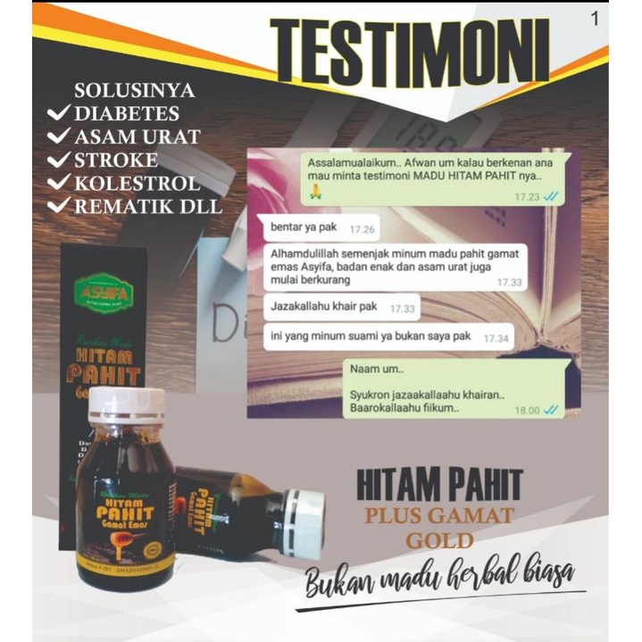 

MADU HITAM PAHIT ASYIFA MADU DIABET ATASI KOLESTEROL DIBETES DAN ASAM URAT