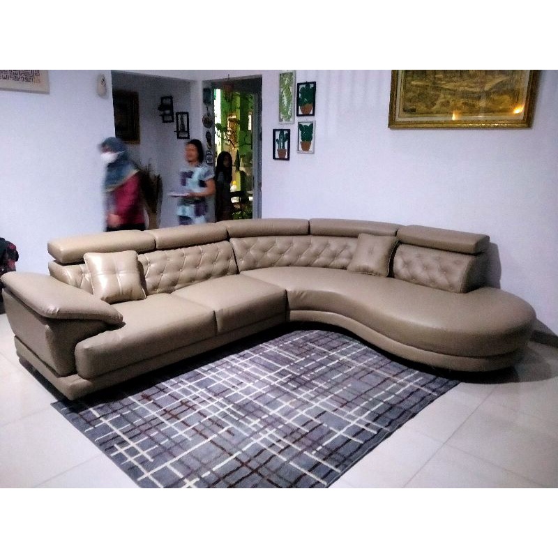 SERVICE SOFA L RUANG KELUARGA / SOFA LINGKAR SUDUT / GANTI KULIT SOFA
