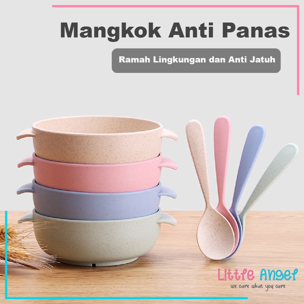 MANGKOK PIRING SENDOK MAKAN BAYI MINI Mpasi Anti Tumpah Baby Safe Travel Set BPA FREE