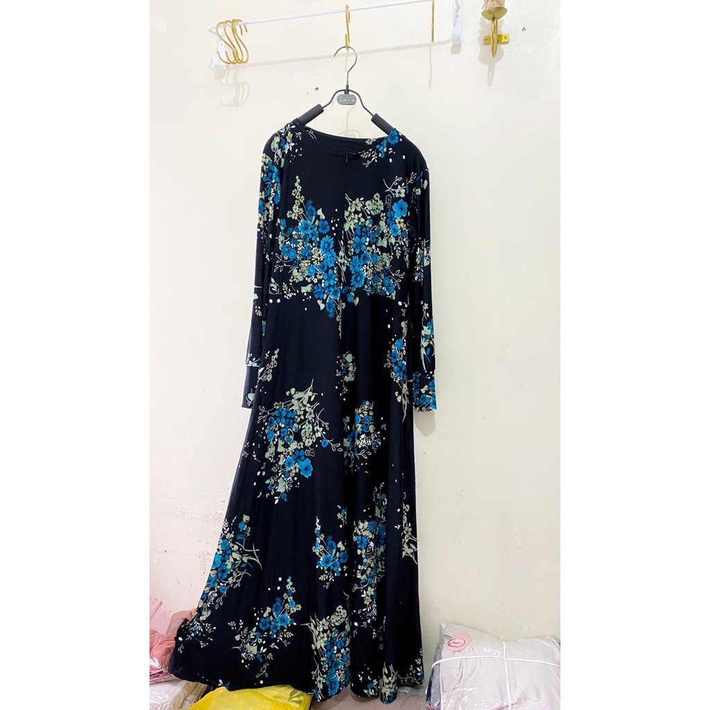 gamis jersey motif bunga