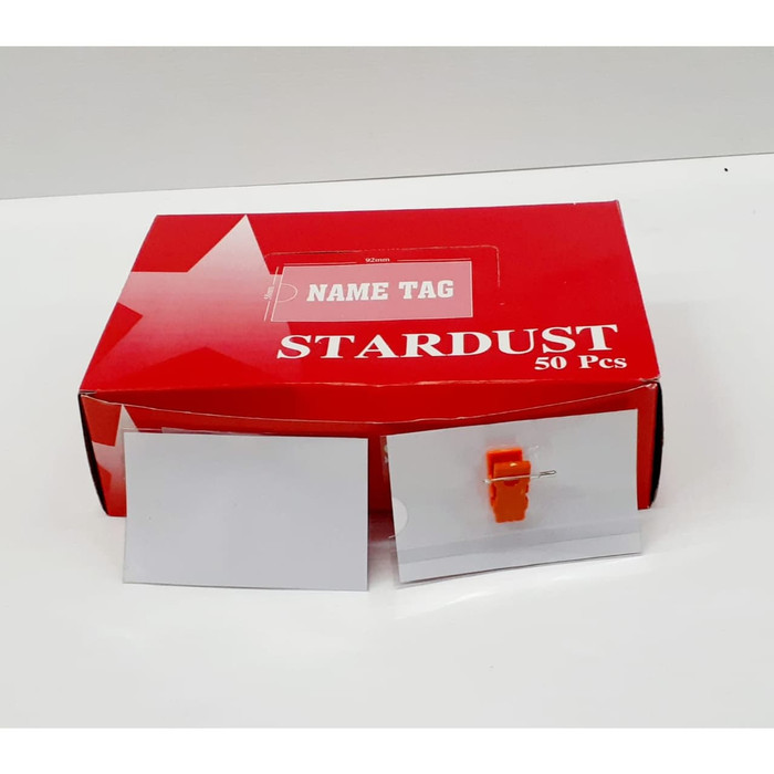 

NAMETAG PLASTIK STARDUST DENGAN JEPIT DAN PENITI ISI 50pcs