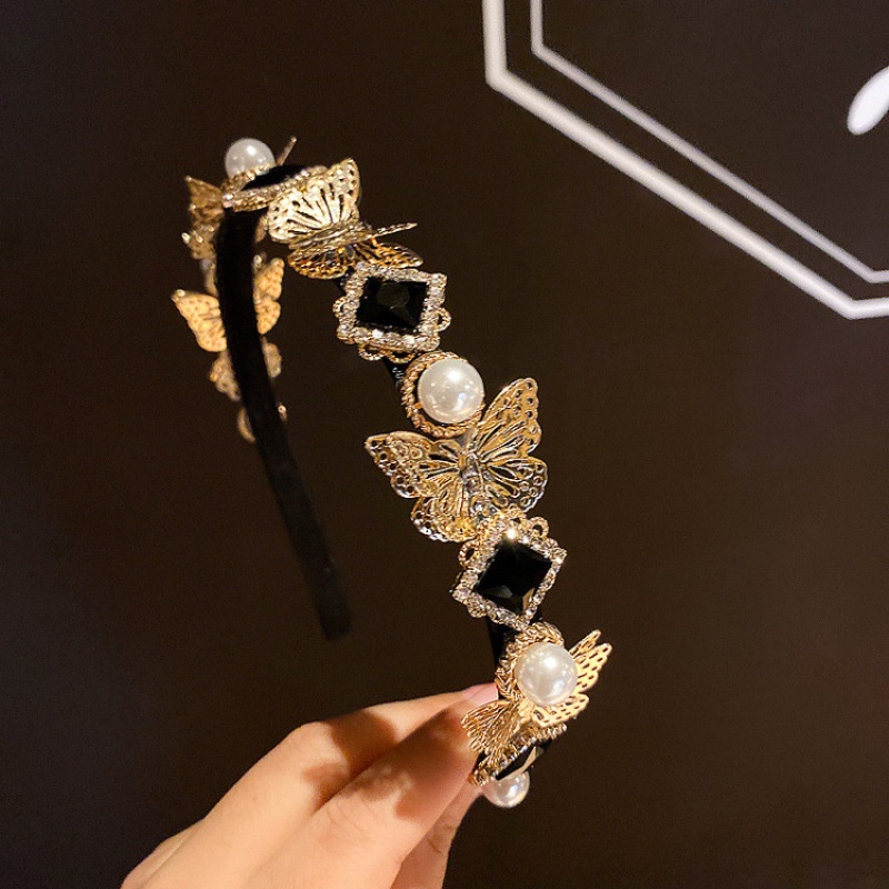 Butterfly Bando Desain Kupu-Kupu Aksen Mutiara Untuk Aksesoris Rambut