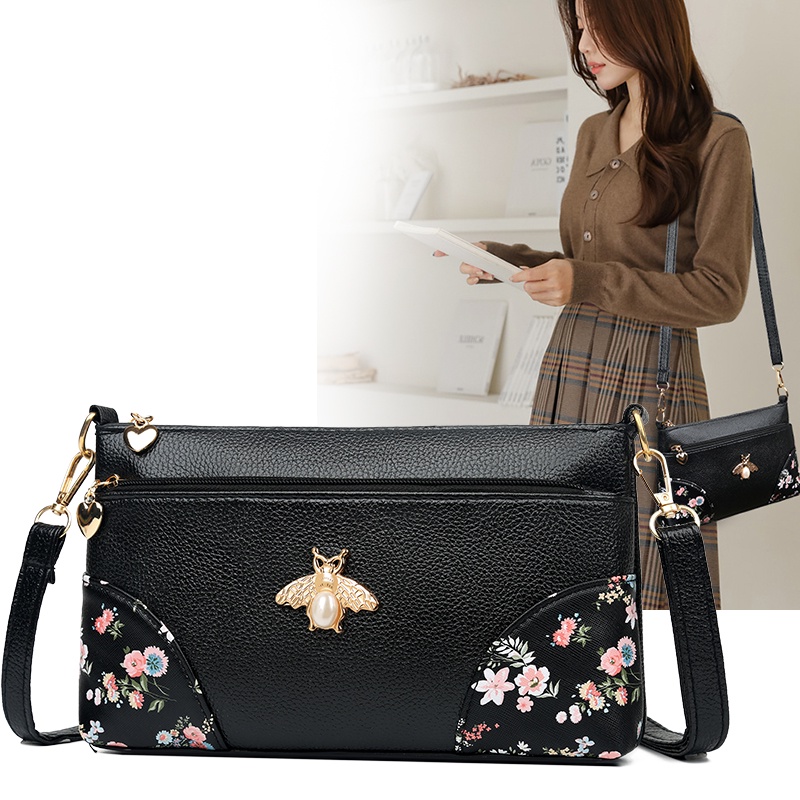 Tas Selempang Wanita Motif Bunga Sling Bag Cewek Fashion Korea Kasual Azgalery T194