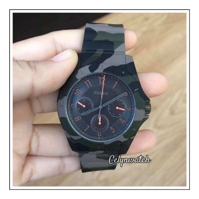 jam tangan pria fossil FS5253 strap rubber / karet camo original