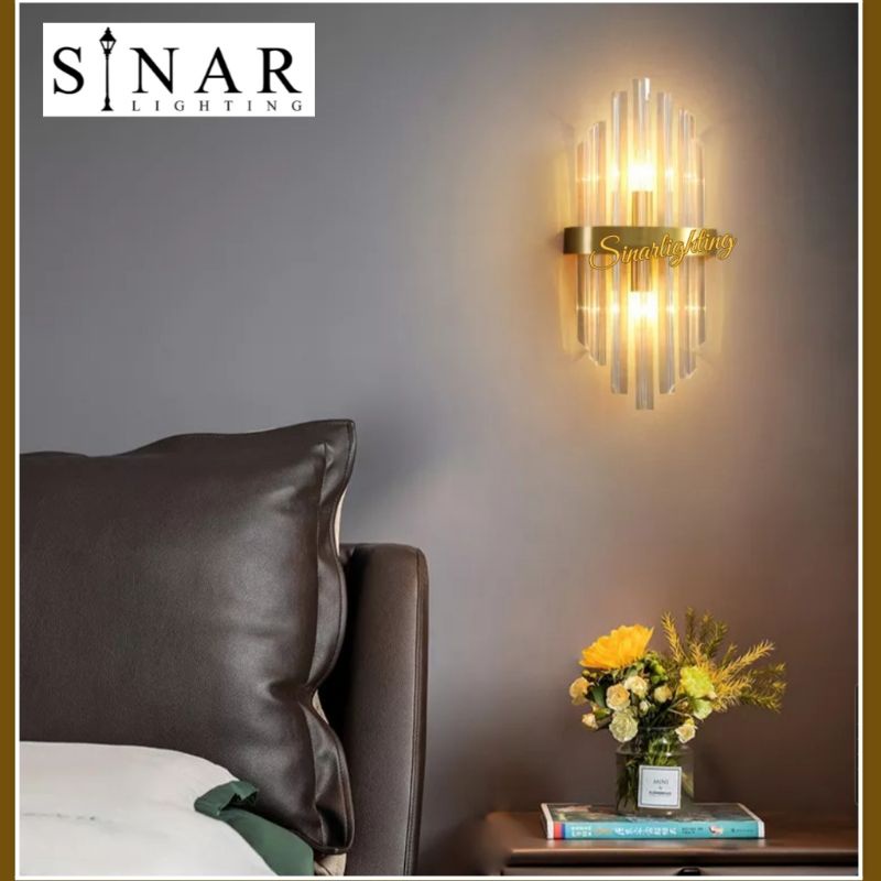 Lampu dinding bedside modern gold crystal CB59