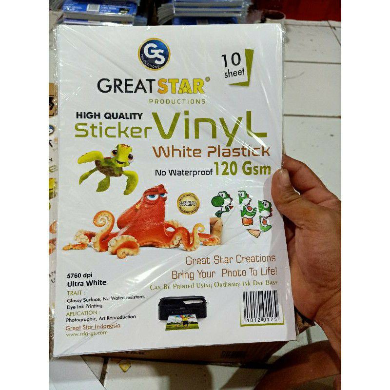 

STICKER VINYL INKJET PLASTIK 120 gsm A4/10 lembar