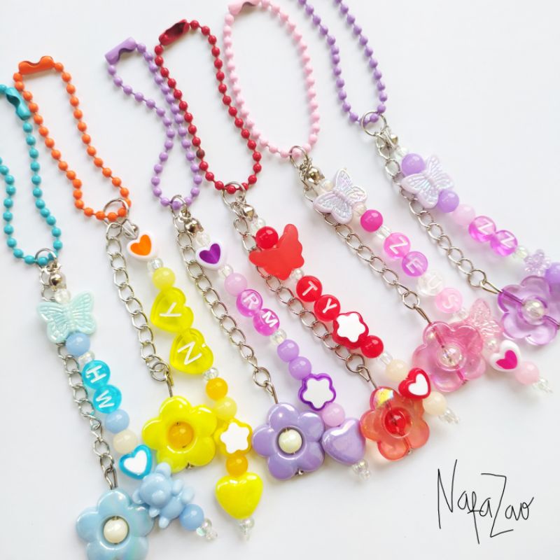 Beads keychain manik custom /keyring gantungan kunci / gantungan handphone / phone hook phone strap 