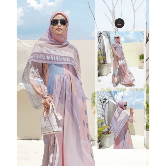 GAMIS SYAR'I PRISA DRESS SET KHIMAR SHKATA ID ORIGINAL || MOUNEERASHOP