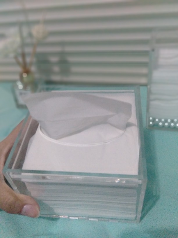 Kotak Tempat Tissue Tisu Acrylic Akrilic Bening Kecil Mini Tutup Drop