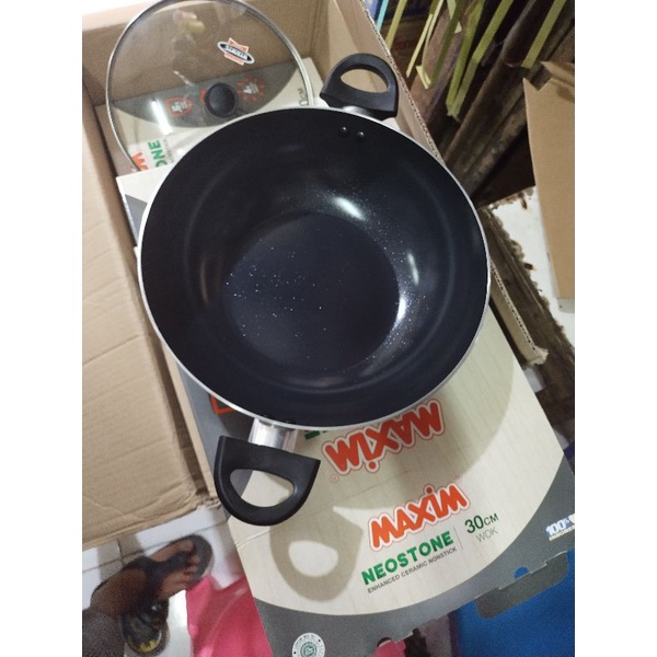 wajan Maxim keramic Neostone tutup kaca 30cm