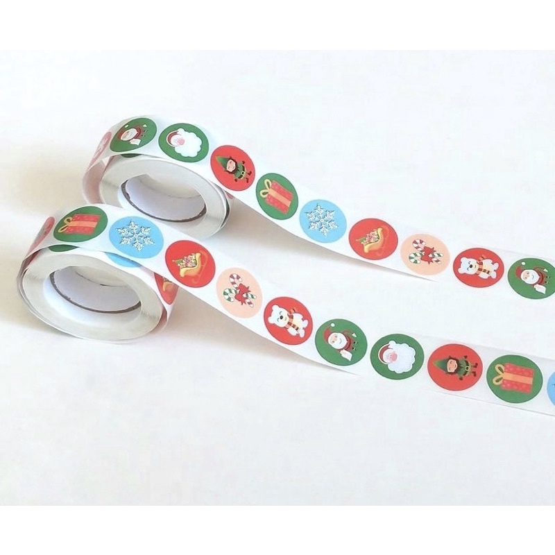 

Sticker Christmas Natal Roll 500Pcs Label Toples Kue Kering Cookies