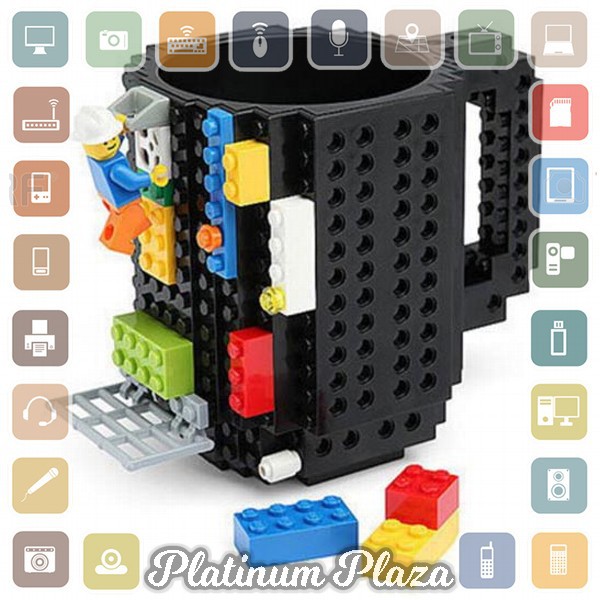 VKTECH Gelas Mug Lego Build-on Brick - 936SN - Black`6FYQJE-