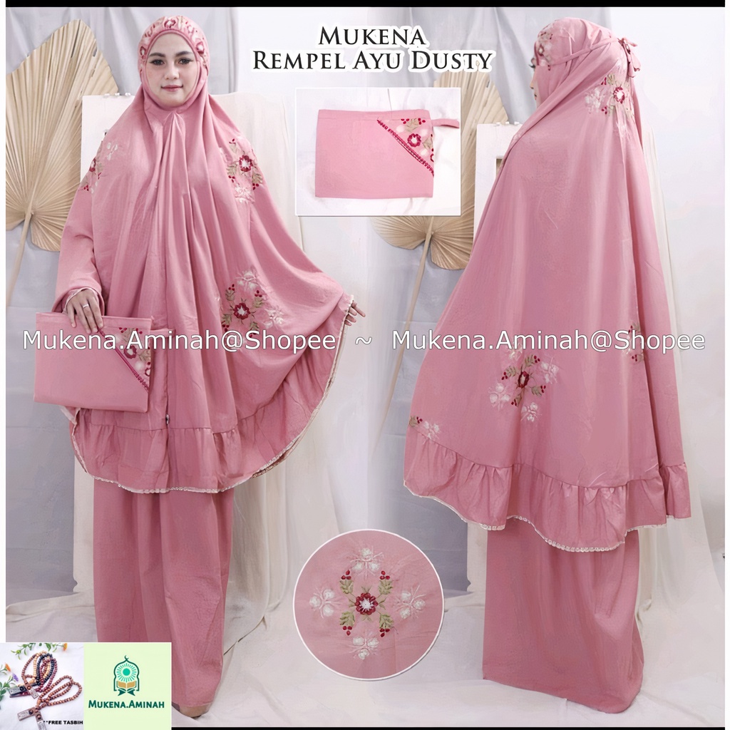 MUKENA RAYON JUMBO RAMPEL AYU PASTELEENA SITI KHADIJAH