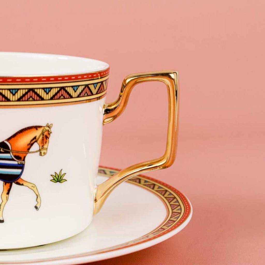Cangkir Piring Keramik Kopi Teh Elegan Luxury Ceramic Mugs 200ml