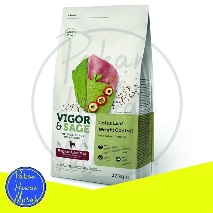 Vigor Sage Lotus Leaf Weight Control Regular Dog Food 12kg Shopee Indonesia