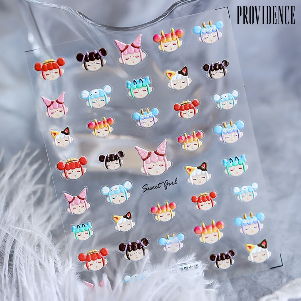 Providence Nail Slider 5D Engraved Pattern High Adhesion Colorful Cute Cartoon Animals Nail Art Sticker for Manicure