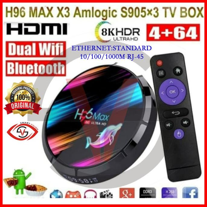 H96 Max X3 4GB/64GB Android 9.0 WiFi dual band Tv Box Amlogic S905X3