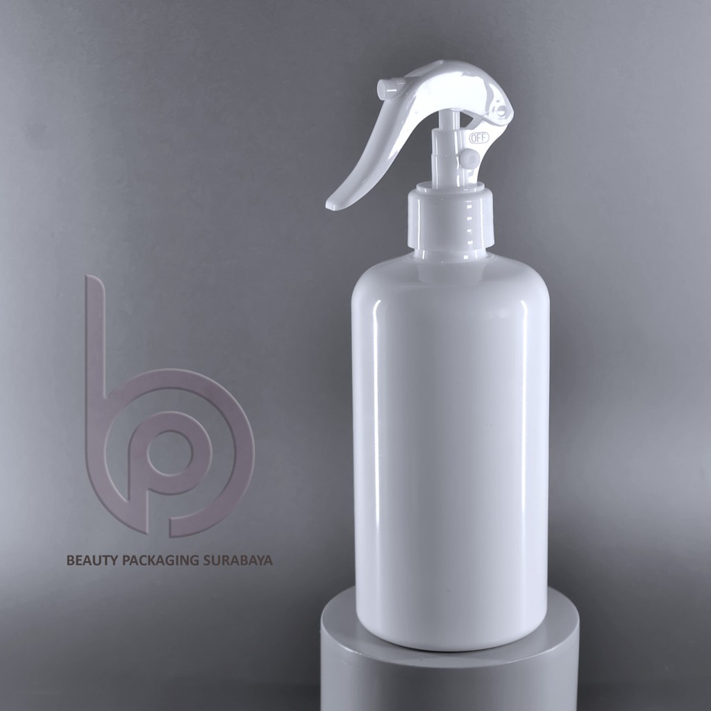 Botol Plastik PET 500ml BR neck 28mm Putih Tebal Tutup Spray Trigger Putih Semprot