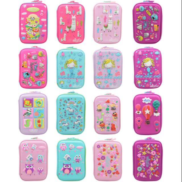 

WIGGLE Double Zipper Pencil Case/ TEMPAT PENSIL HARD CASE KARAKTER ANAK PEREMPUAN