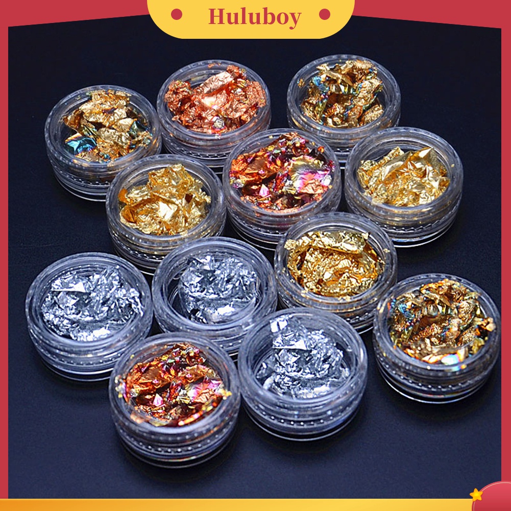 Huluboy Huluboy♡ Stiker Kuku Foil Glitter 4 Warna Untuk Dekorasi Nail Art DIY