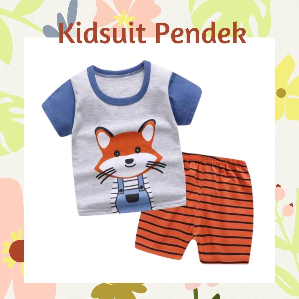 Plazababyku KIDS SUIT PENDEK H5 Setelan Anak Bahan Kaos Lengan + Celana Berkualitas Import NEW1