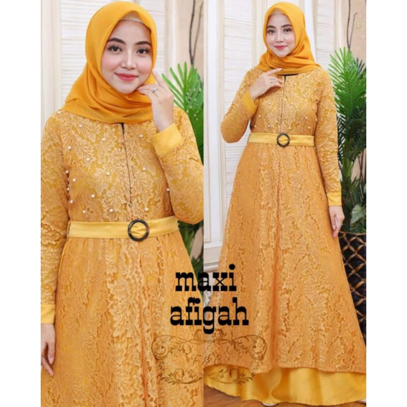 MAXY AFIGAH MUTIARA, BRUKAT WOLLPEACH, GAMIS HIJAB MUSLIM, DRESS MAXY