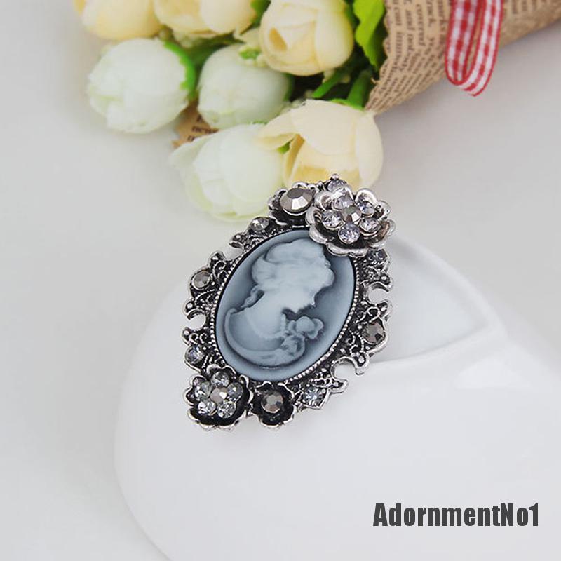 (Adornmentno1) 1pc Bros / Pin Gaya Victoria Motif Cameo Aksen Kristal Untuk Aksesoris Wanita / Pesta Pernikahan