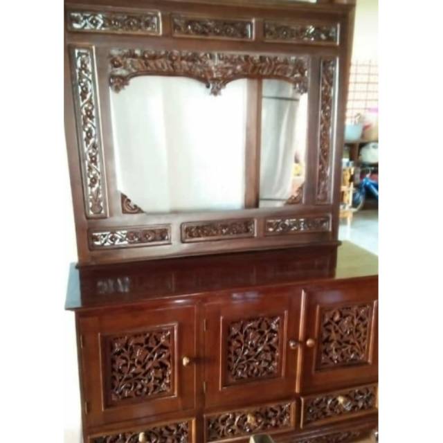 MEJA RIAS UKIR KAYU JATI