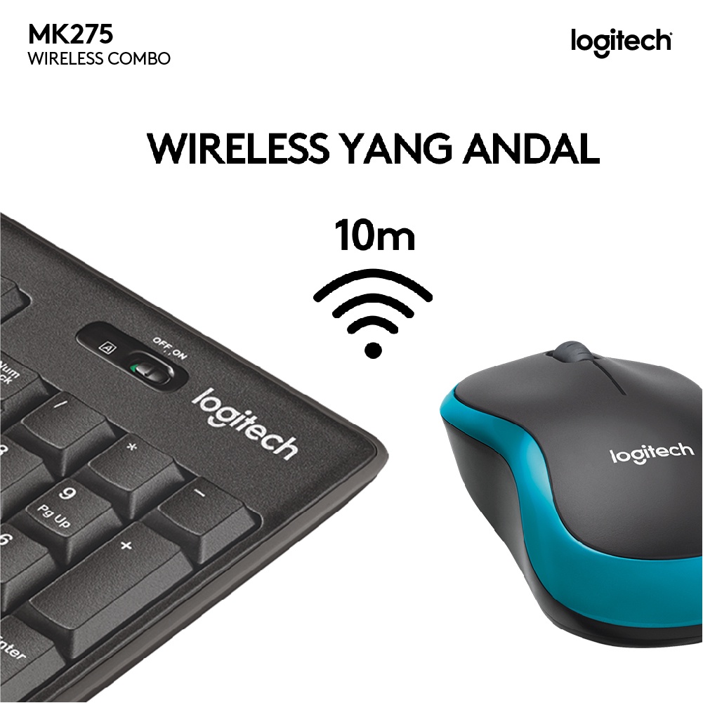 Logitech MK275 Combo Keyboard dan Mouse Wireless dengan Tombol Multimedia