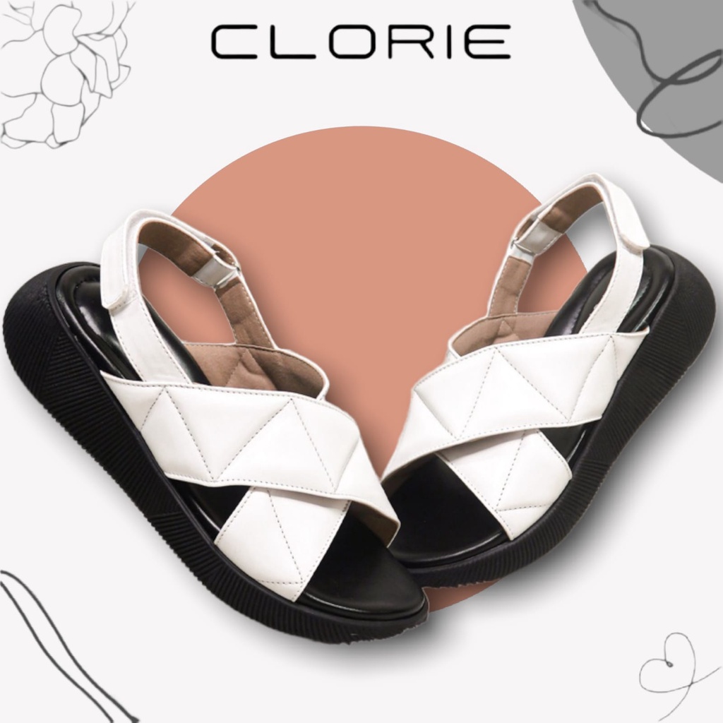 CLORIE ALOVA Sandal Wanita Model Silang double Strap Empuk Kekinian Sendal Cewek Trendy