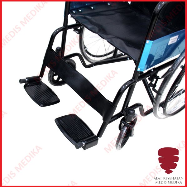 GOJEK ONLY Kursi Roda Standar KY809 Sella Black Steel Alat Bantu Jalan Rumah Sakit Wheel Chair Stand
