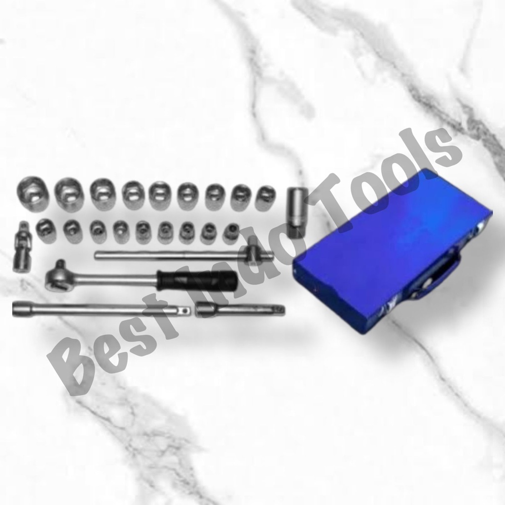 KUNCI SOCK SET TJAP MATA SET 25 PCS 10-32 MM 6 PT 12 PT DRIVE SHOCK SHOK SOCKET SOK CAP EYE BRAND GE
