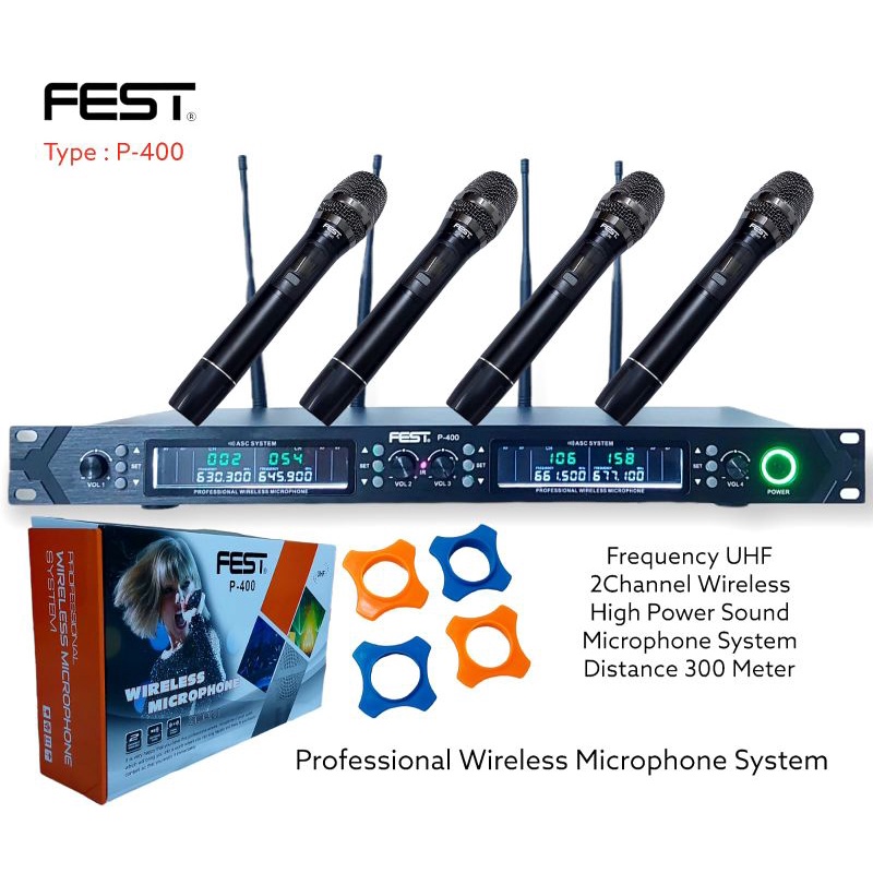 mic wireles fest p-400 4mic wireles FEST P-400 4 MIC PEGANG HEANDLE
