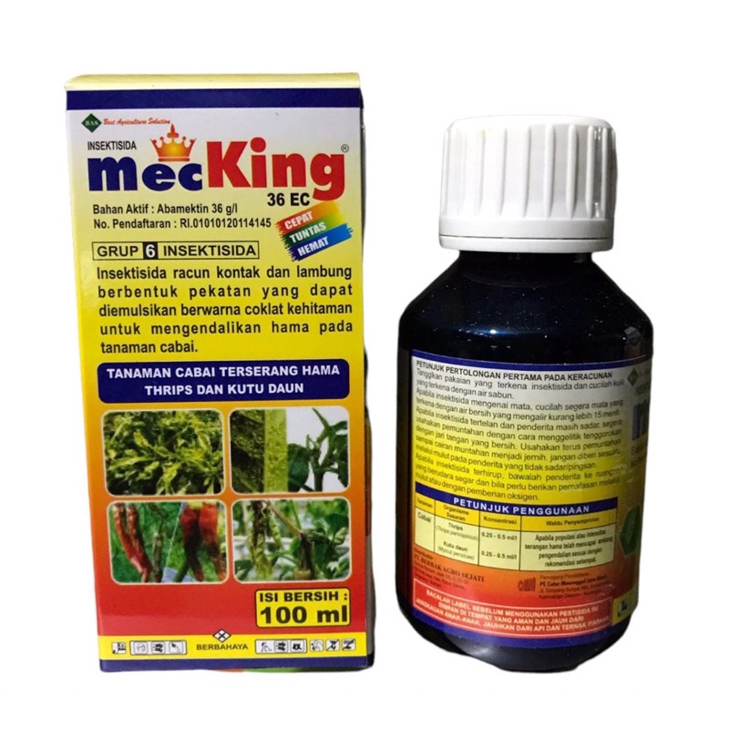 Insektisida MecKing 36 EC Isi 100ml abamektin 36 g/l. Pembasmi Hama Thrips Dan Kutu Daun ulate