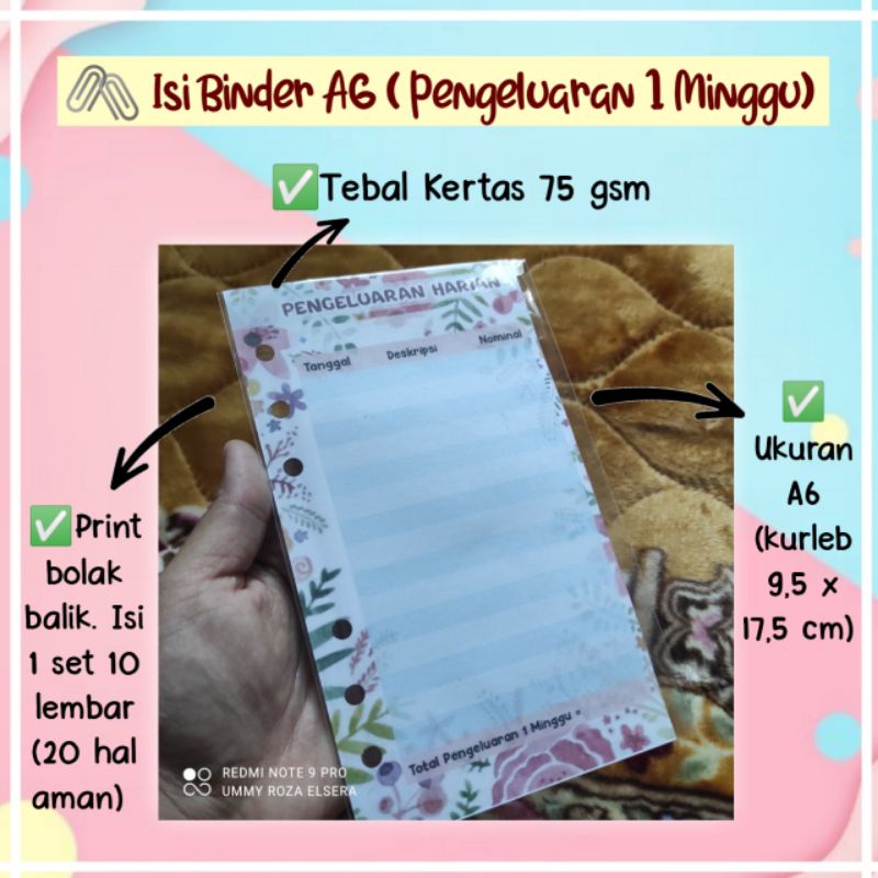 

Catt Pengeluaran Harian | Kertas Binder A6