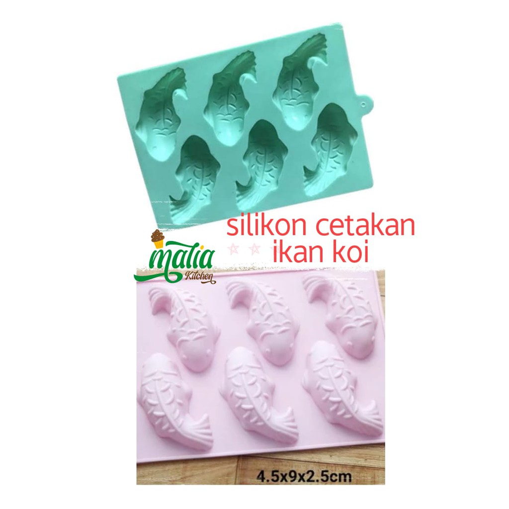 silikon cetakan puding ikan koi ukuran sedang 6 cav