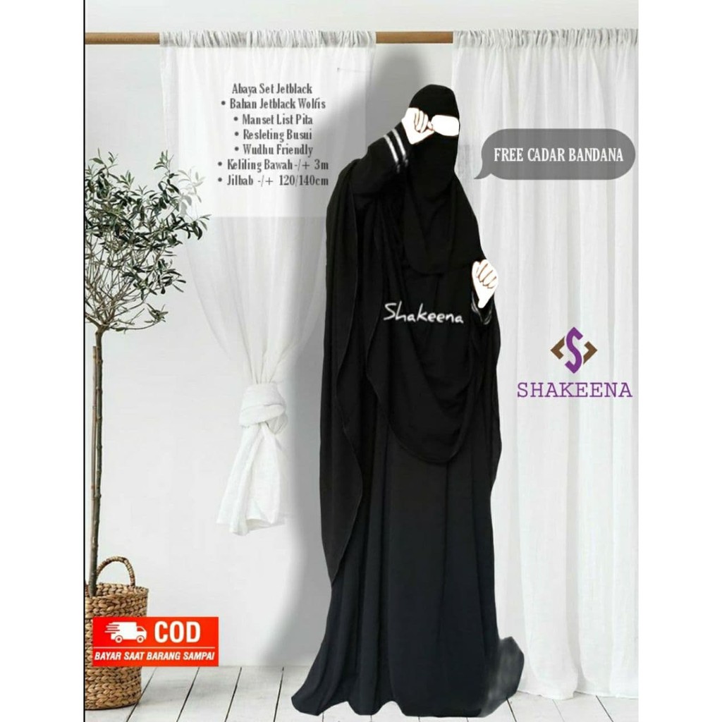 gamis set jetblack premium cadar bandana