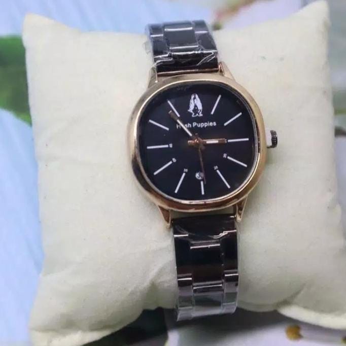 Jam Tangan Wanita Cewek Hush Puppies Rantai Oval Tanggal Aktif