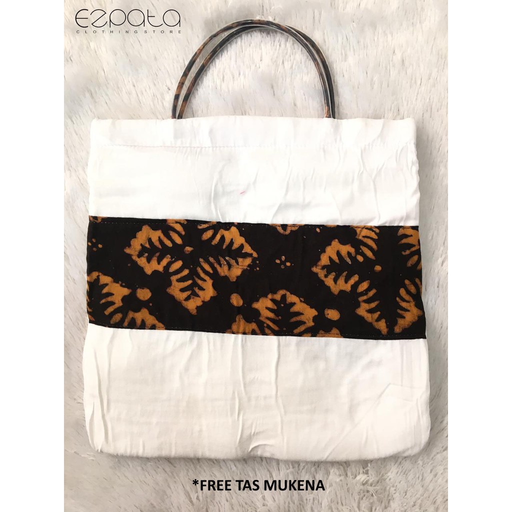 Ezpata Mukena Bali Batik Dewasa Putusan Hitam Putih Bahan Rayon Adem dan Halus Free Tas Mukena