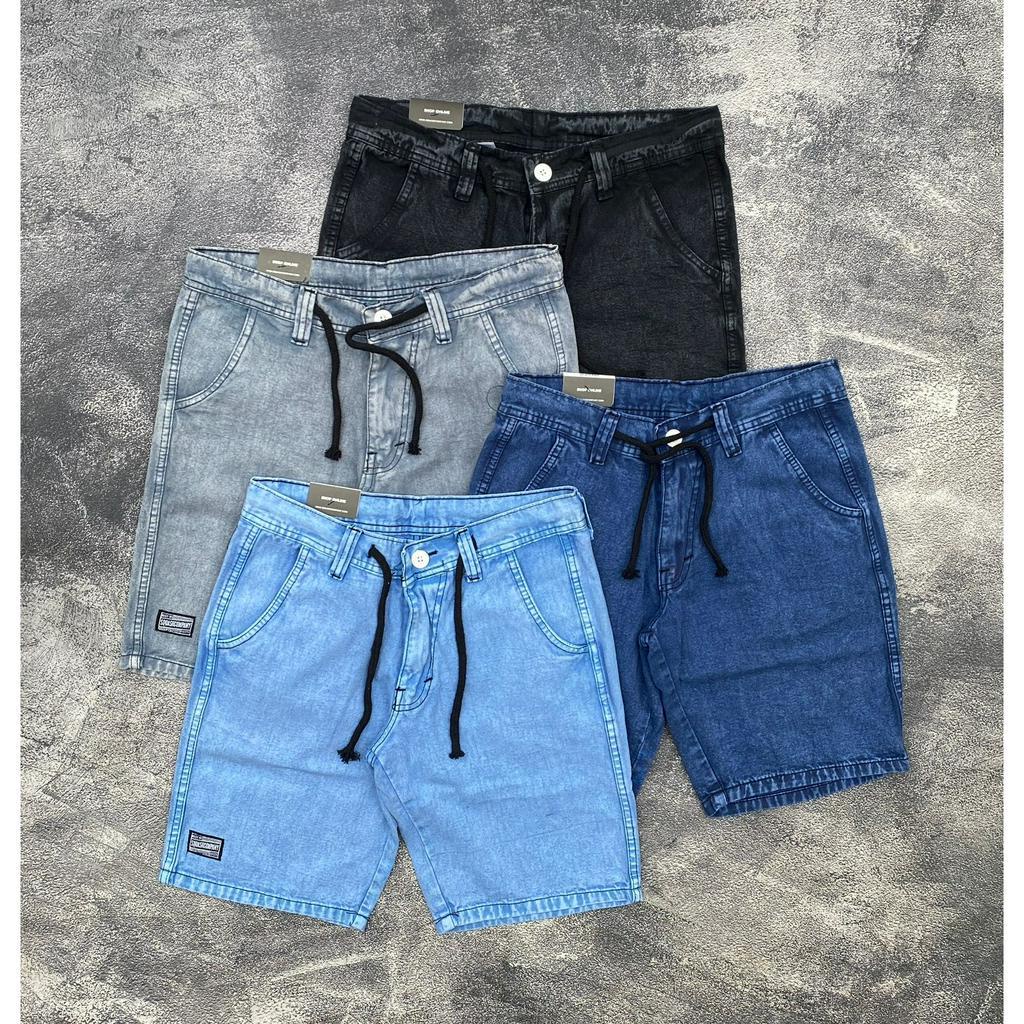 Celana Pria Pendek Jeans Premium Celana Pendek Pinggang Tali Model Boardshort Diatas Lutut