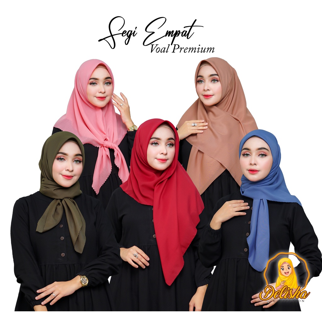 Kerudung Segi Empat Polos Laser Cut Voal Premium/ Hijab Segi Empat Voal Premium / Voal Basic