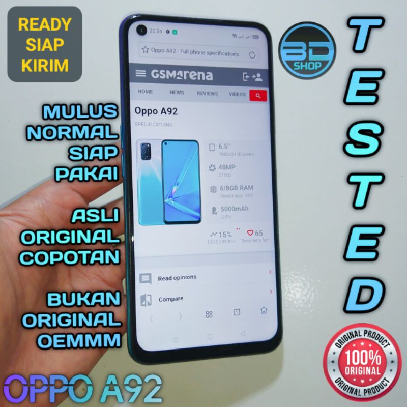 ORIGINAL ASLI COPOTAN LCD Touchscreen Frame Bazzel OPPO A52 A92 2020