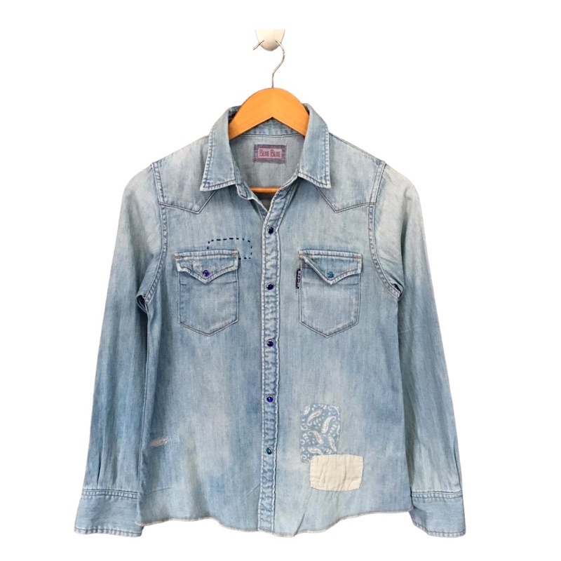 Kemeja Blue blue japan Patcwork Shirt