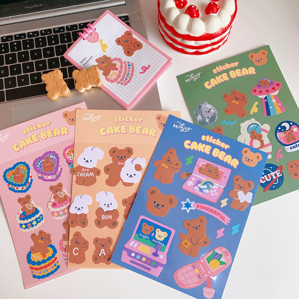 Stiker DIY kartun beruang lucu Korea