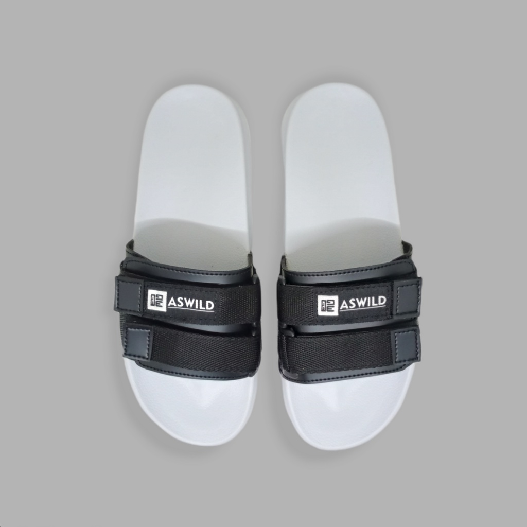 Sandal Pria Slide Aswild Store - Mono White Black