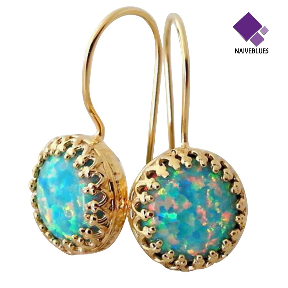 Anting Kait Menjuntai Bentuk Bulat Motif Ukir Warna-Warni Gaya Vintage Untuk Wanita