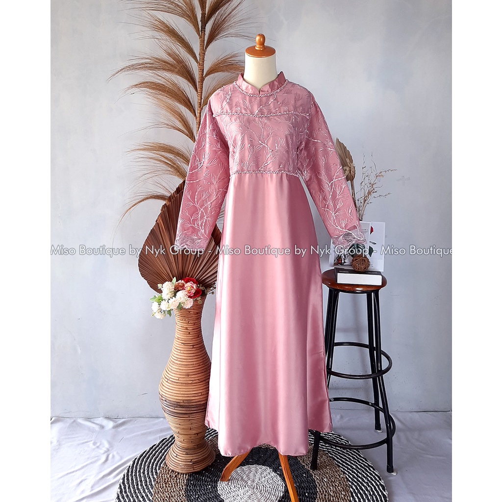 Dress Tiara Mix Velvet Real Pict - Gamis Cantik Wanita Muslimah - Dress Brukat Modern Ready Banyak Warna - Maxi Kondangan Seragam Premium - Gamis Maxi Terbaru dan Termurah